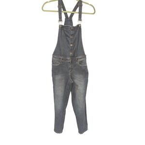 Dark Wash‎ Denim Overalls Jean Jumpsuit Casual Button Front Adjustable Straps